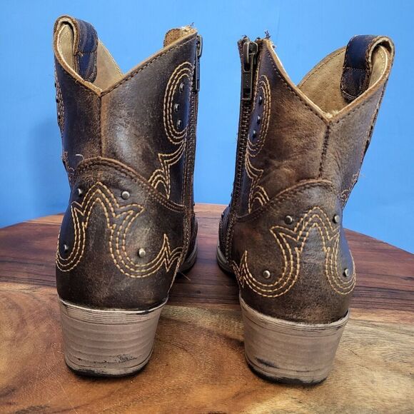Sterling River Cowboy Boots Embroidery Studs Brown SRN6008 Women's 6.5 - Picture 9 of 12